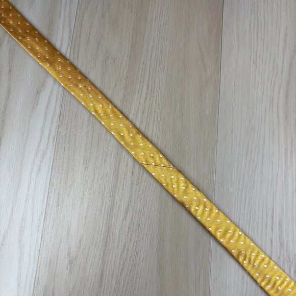 Versace Mens Yellow White Polka Dot Pointed 100% Pure Silk Necktie 59x3 Inches - Picture 4 of 14